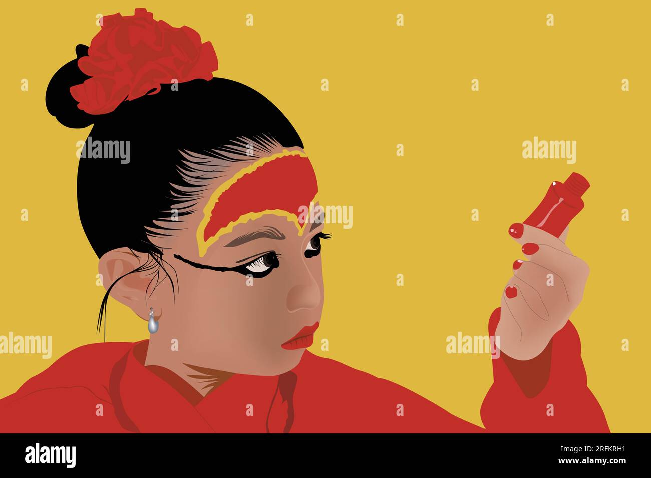 Kumari - der lebende Gott in Nepal Stock Vektor