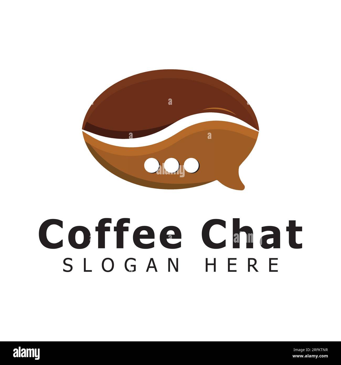 Braunes Coffee Chat Logo Design Coffee Bean and Cup mit Chat-Symbol-Logo Stock Vektor