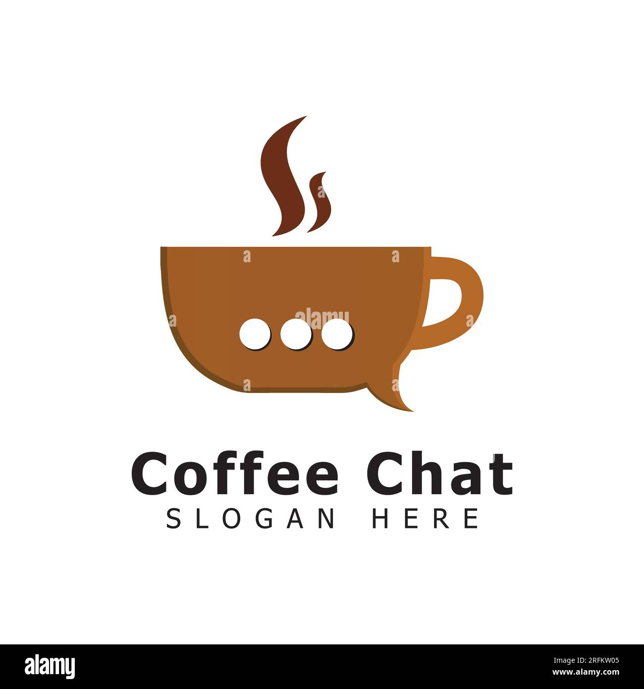 Braunes Coffee Chat Logo Design Coffee Bean and Cup mit Chat-Symbol-Logo Stock Vektor