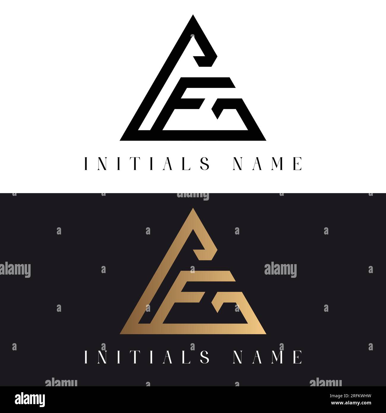 Luxuriöses Design für erste GF- oder FG-Textzeichen mit Monogramm und Buchstaben Stock Vektor