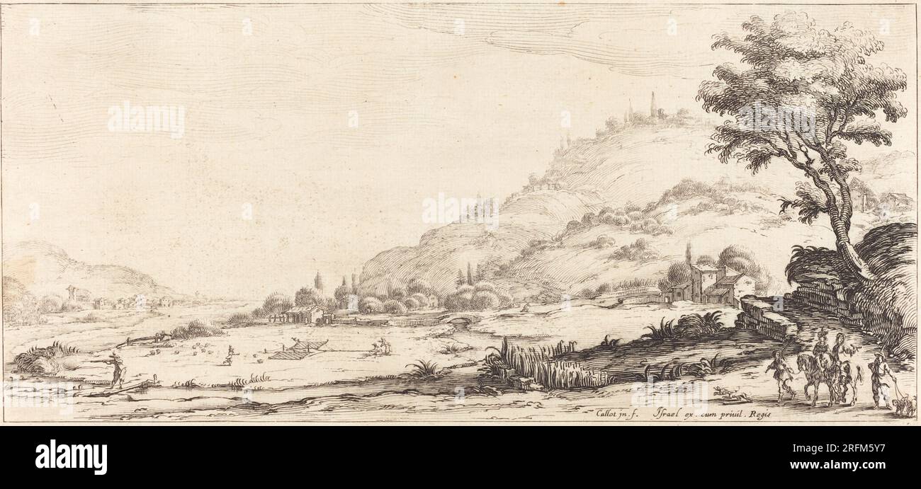 „Jacques Callot, Jagdvögel, wahrscheinlich c. 1630, Ätzen, Platte: 11,8 x 25,1 cm (4 5/8 x 9 7/8 Zoll), R.L. Baumfeld Kollektion, 1969.15.40 M Stockfoto