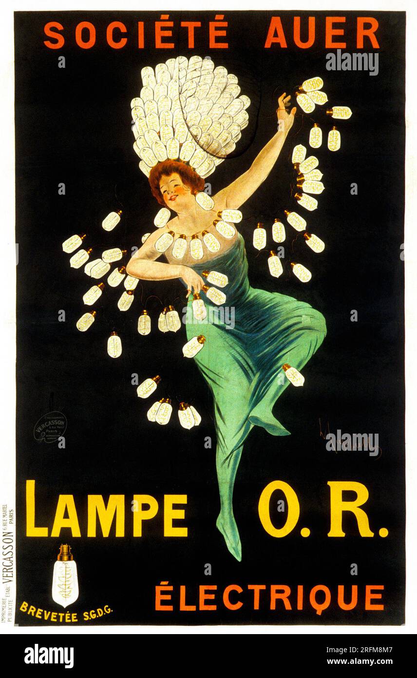 Altes Werbeplakat - Lampe O.R. Elektrik - Vintage-Poster von Leonetto Cappiello Stockfoto