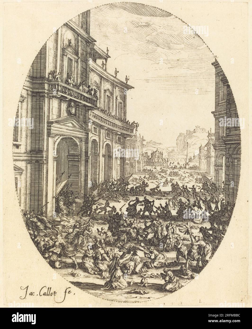 Jacques Callot, das Massaker der Unschuldigen, zweite Platte, 1622, Ätzen auf Velinpapier [Beweis], Platte: 13,5 x 10,8 cm (5 5/16 x 4 1/4 Zoll) Blatt: 17,4 x 14,1 cm (6 7/8 x 5 9/16 Zoll), Ailsa Mellon Bruce Fund, 2002,4.1' Stockfoto