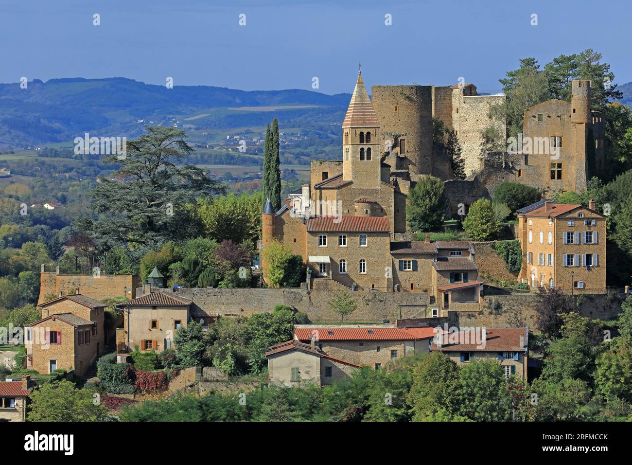 Frankreich, Rhône (69), Châtillon, Châtillon-d'Azergues, Village du Beaujolais, Village des Pierres Dorées / Frankreich, Rhône, Châtillon, Châtillon-d'Azergues, das Dorf Beaujolais, das Dorf Pierres Dorées Stockfoto