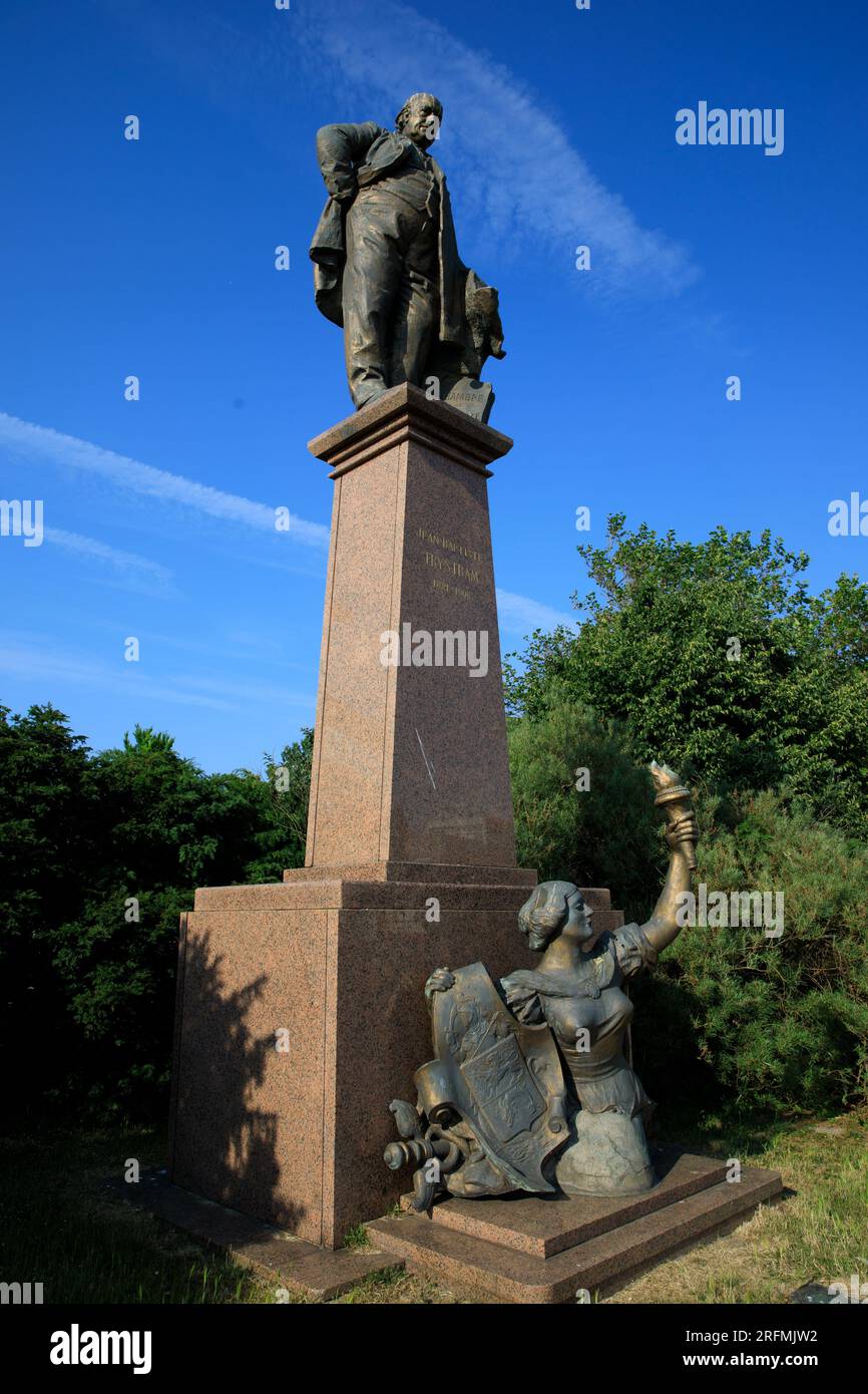 Frankreich, Region Hauts-de-France, Departement Nord, Dünkirchen, Großraum und Hafengebiet, Denkmal zu Ehren des französischen Industriellen und Politikers Jean-Baptiste Trystram Stockfoto