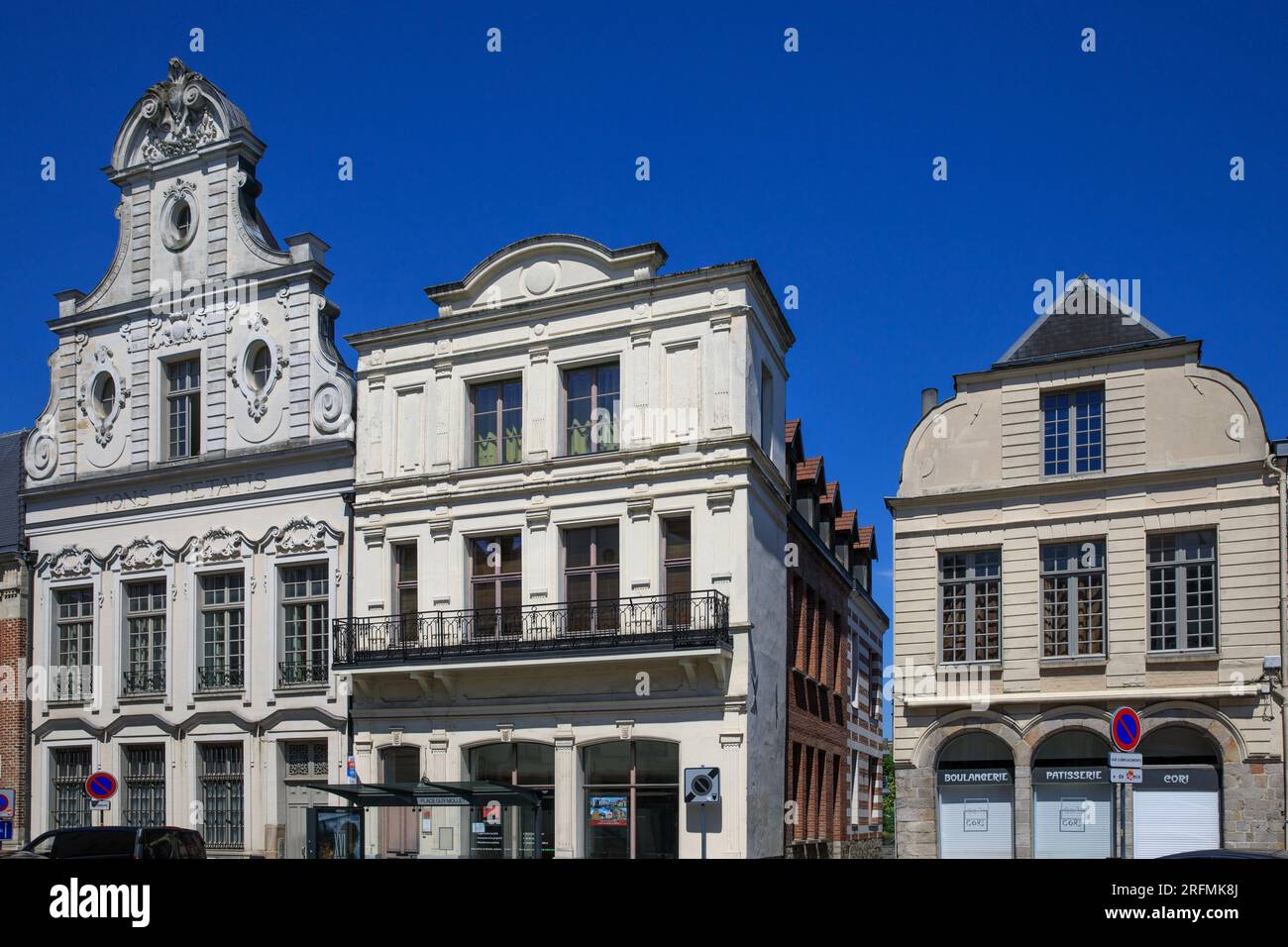 Frankreich, Region Hauts-de-France, Pas-de-Calais, Arras, Rue du Marché au Filé, Fassade, ehemaliger Pfandleiher Stockfoto