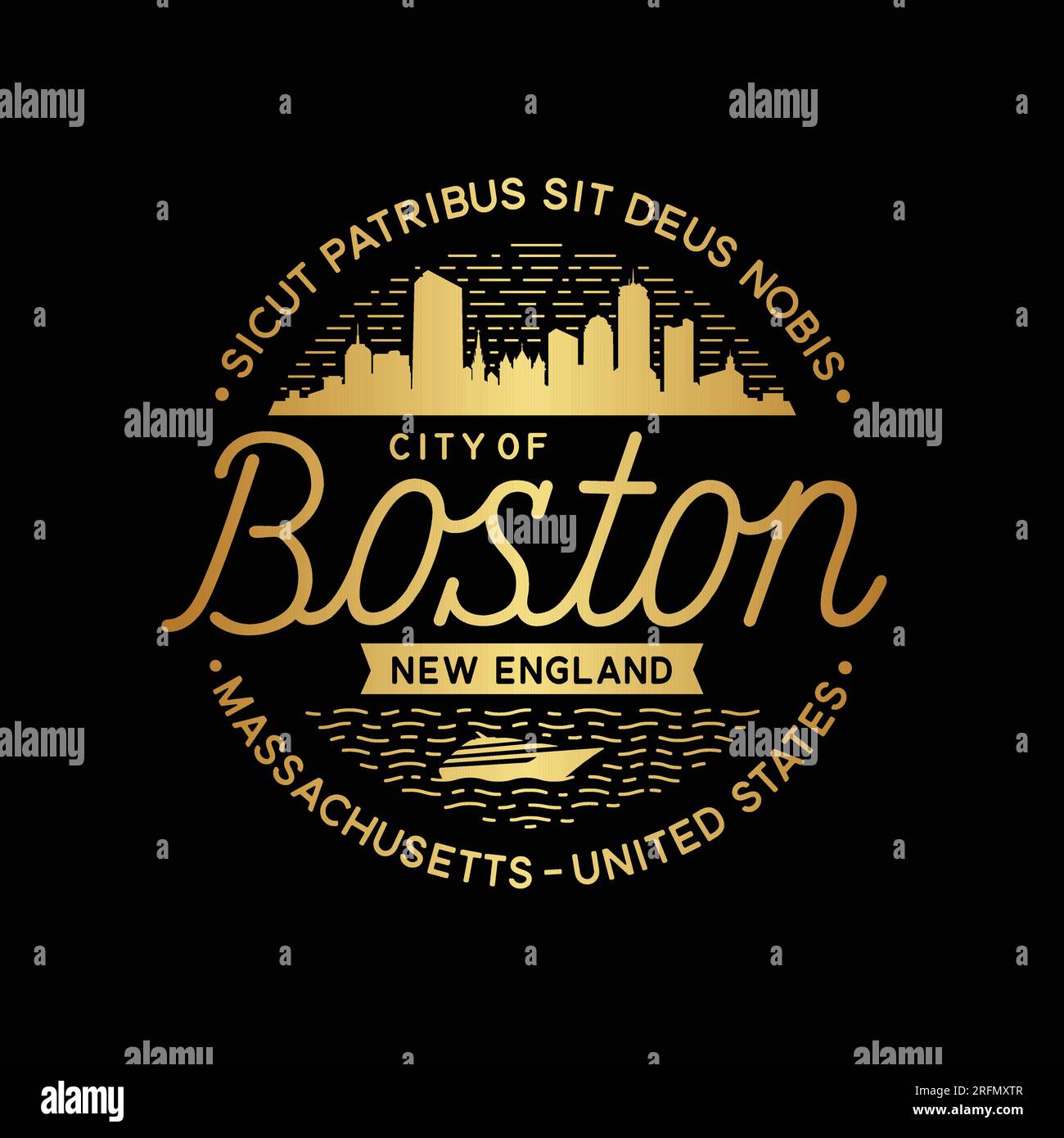 Boston, Massachusetts, Vektordesignvorlage. Stock Vektor