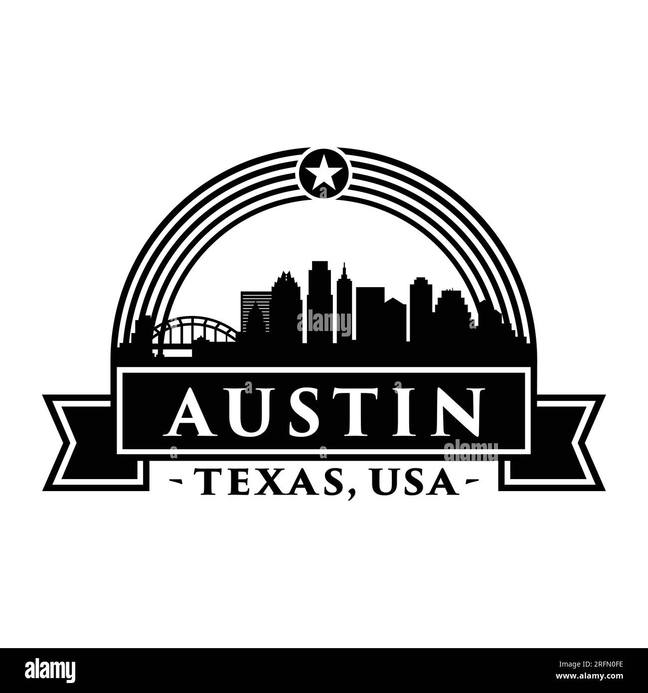 Logo von Austin, Texas. Vektor und Illustration. Stock Vektor