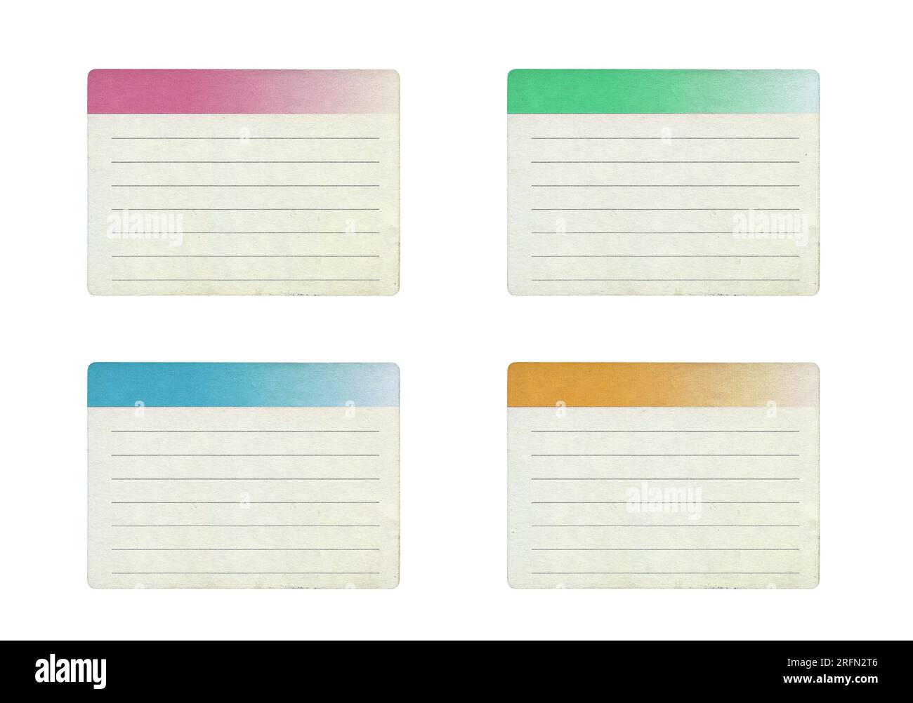 Retro-Etikettenset aus Papier, leere Vintage-Aufkleber isoliert auf weißem Hintergrund, Designelement aus den Achtzigern und Neunzigern Stockfoto