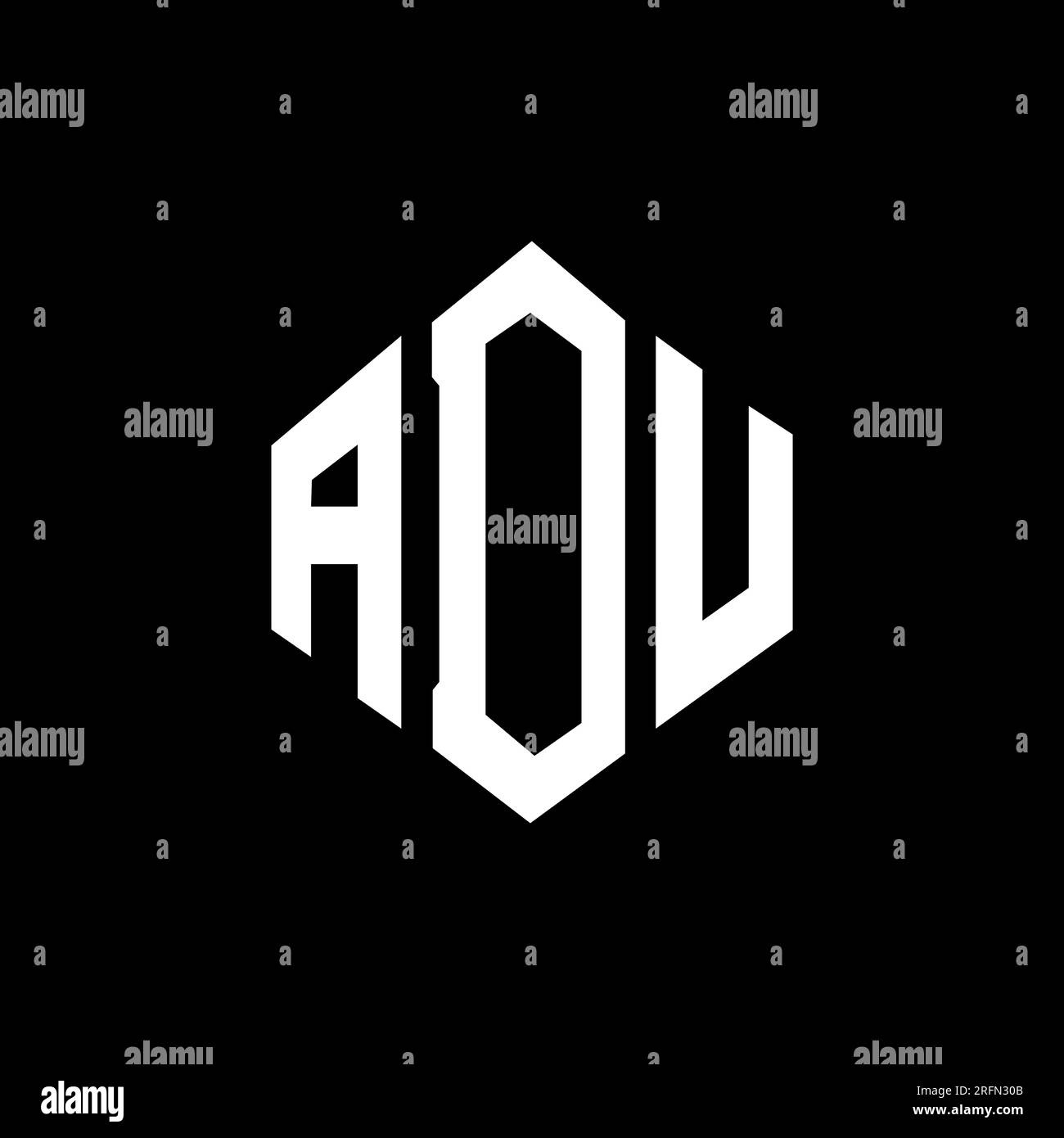 Logo mit ADU-Buchstaben und Polygonform. ADU-Polygon- und würfelförmiges Logo. ADU sechseckige Vektorvorlage in Weiß und Schwarz. ADU Monogr Stock Vektor
