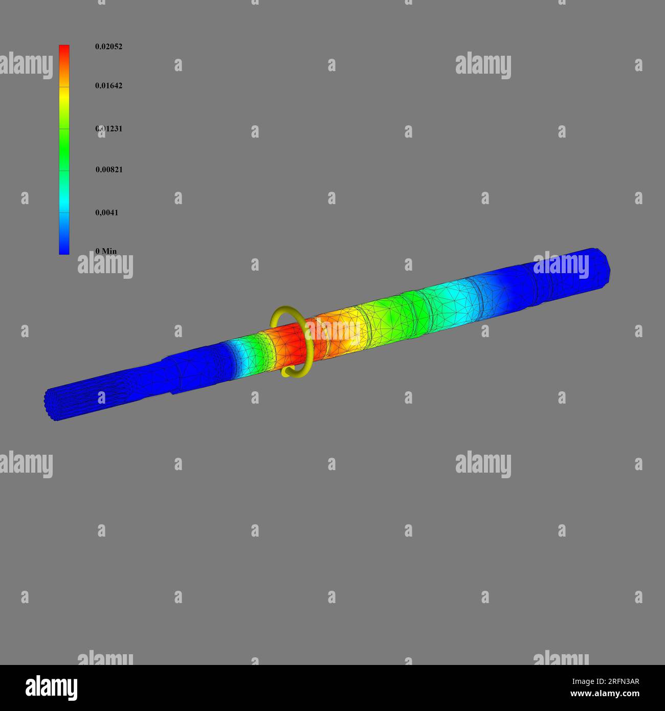 FEM-Analyse, Finite-Elemente-Methodenanalyse, Achsbiege- und Rotationskräfte analysiert Stockfoto