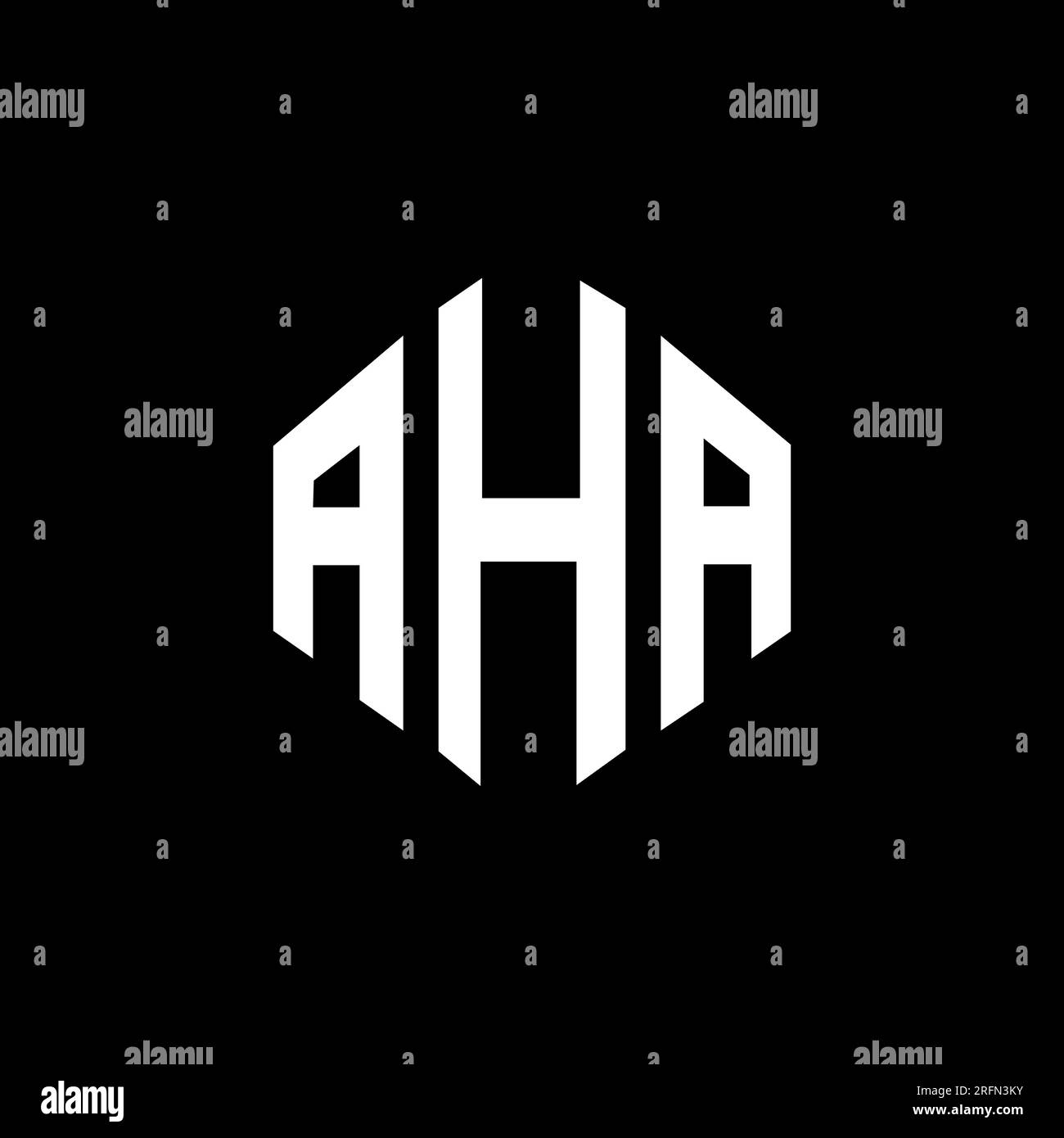 Logo mit Aha-Buchstaben und Polygonform. Aha-Logo in Polygon- und Würfelform. Aha sechseckige Vektor-Logo-Vorlage in Weiß und Schwarz. Aha monogr Stock Vektor
