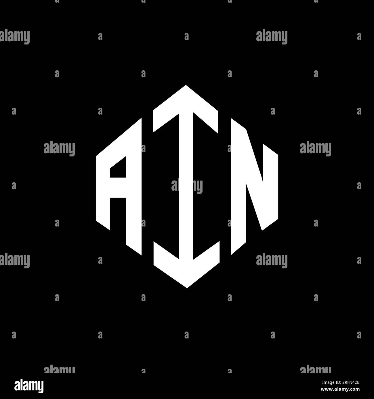 LOGO mit AIN-Buchstaben und Polygonform. AIN-Polygon- und würfelförmiges Logo. AIN sechseckige Vektor-Logo-Vorlage in Weiß und Schwarz. AIN monogr Stock Vektor