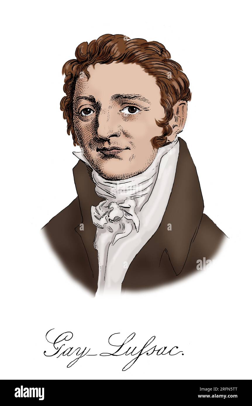 Joseph Louis Gay-Lussac (1778–1850) war ein französischer Chemiker und Physiker, der für seine Studien über die physikalischen Eigenschaften von Gasen bekannt war. Stockfoto