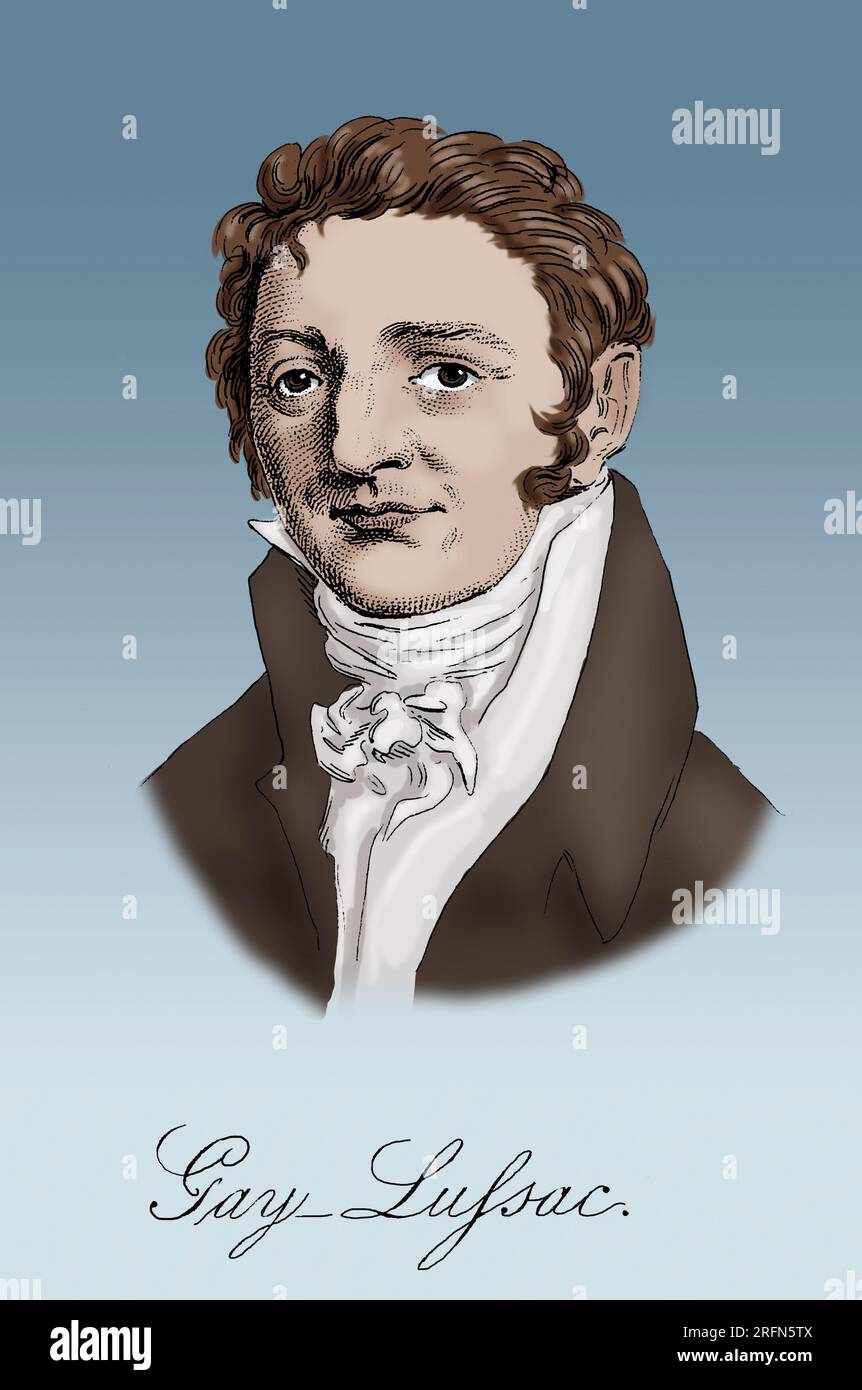 Joseph Louis Gay-Lussac (1778–1850) war ein französischer Chemiker und Physiker, der für seine Studien über die physikalischen Eigenschaften von Gasen bekannt war. Stockfoto