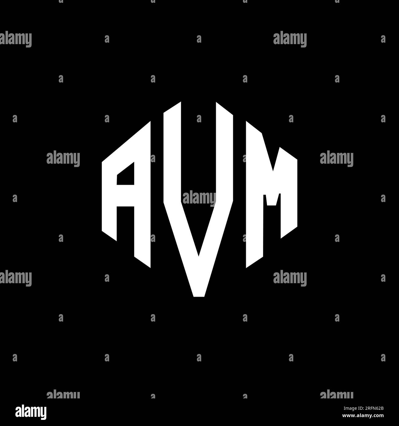 AVM-Logo in Polygonform. AVM-Polygon- und würfelförmiges Logo. AVM sechseckige Vektor-Logo-Vorlage in Weiß und Schwarz. AVM Monogr Stock Vektor