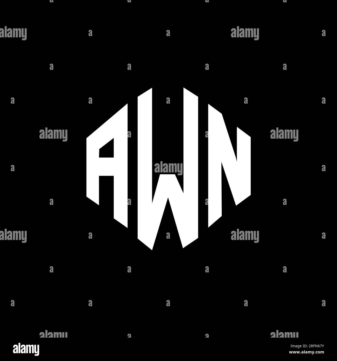 Logo mit AWN-Buchstaben und Polygonform. AWN-Polygon- und würfelförmiges Logo. AWN sechseckige Vektor-Logo-Vorlage in Weiß und Schwarz. AWN Monogr Stock Vektor