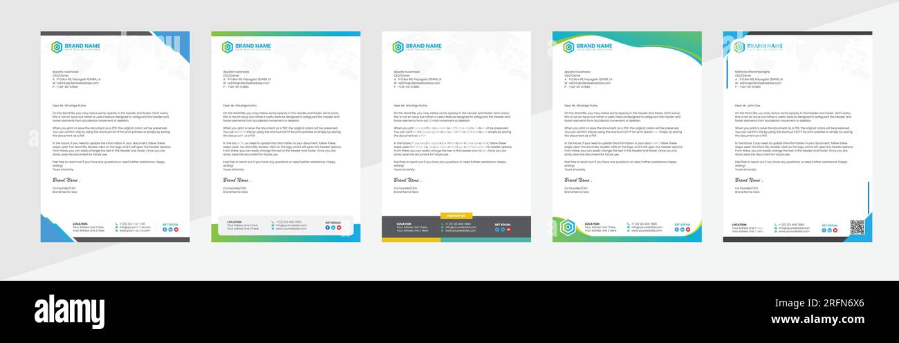 Moderne, minimalistisch bedruckbare Business-Briefbögen mit MEGA-Pack Stock Vektor