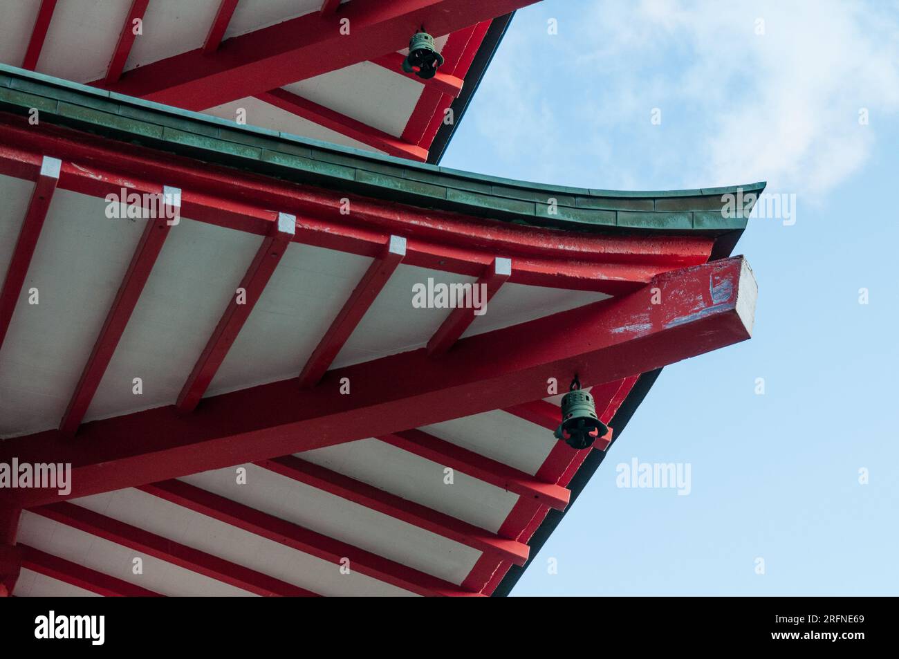 Shimoyoshida, Japan - 27. Dezember 2019. Details der berühmten Chureito-Pagode. Stockfoto