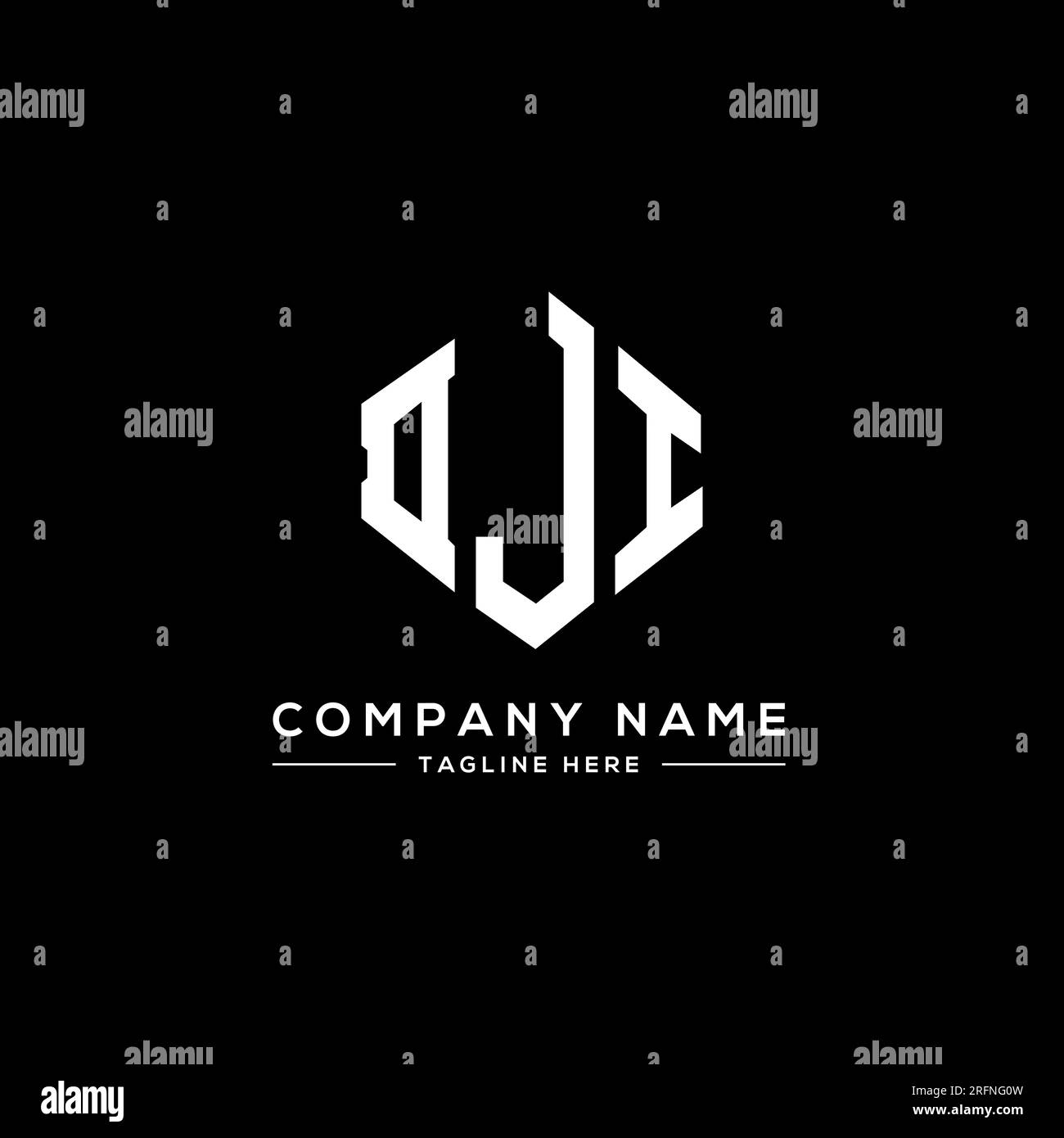 DJI-Logo in Polygonform. DJI-Polygon- und würfelförmiges Logo. Sechseckige DJI-Vektor-Logo-Vorlage in Weiß und Schwarz. DJI monogr Stock Vektor