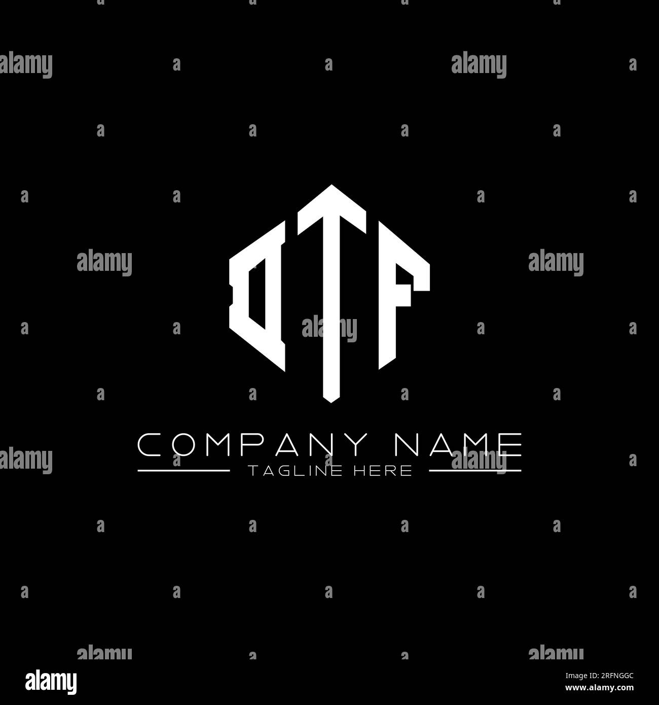 DTF-Logo in Polygonform. DTF-Polygon- und würfelförmiges Logo. DTF