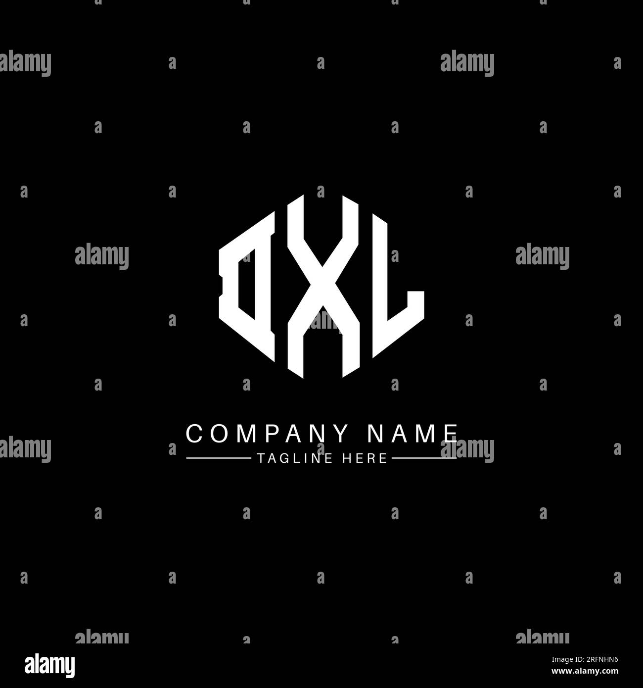 DXL-Logo in Polygonform. DXL-Polygon- und würfelförmiges Logo. Sechseckige DXL-Vektor-Logo-Vorlage in Weiß und Schwarz. DXL Monogr Stock Vektor