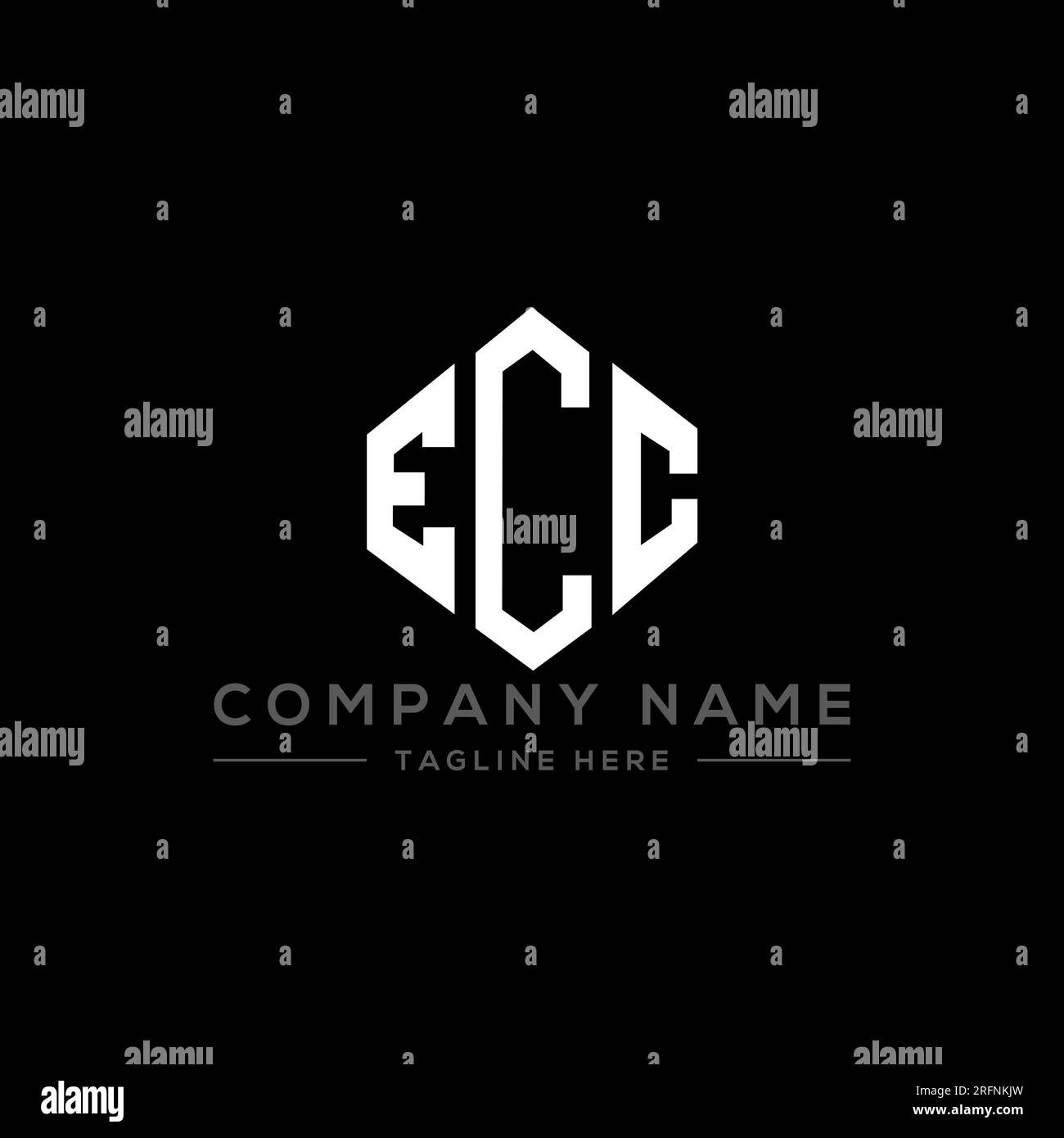 Logo mit ECC-Buchstaben und Polygonform. ECC-Polygon- und würfelförmiges Logo. ECC sechseckige Vektorvorlage in Weiß und Schwarz. ECC Monogr Stock Vektor