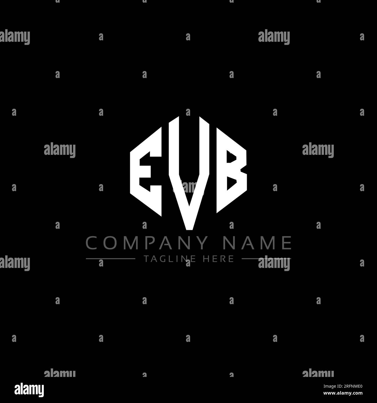 Logo mit Buchstaben „EVB“ in Polygonform. Logo in Form von EVB-Polygon und Würfel. EVB sechseckige Vektor-Logo-Vorlage in Weiß und Schwarz. EVB Monogr Stock Vektor