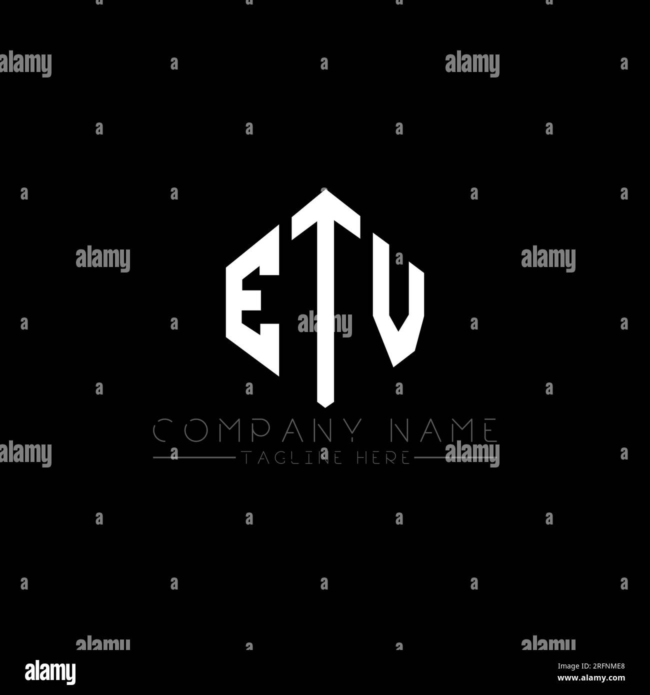 ETV-Logo in Polygonform. ETV-Polygon- und würfelförmiges Logo. ETV sechseckige Vektor-Logo-Vorlage in Weiß und Schwarz. ETV Monogr Stock Vektor