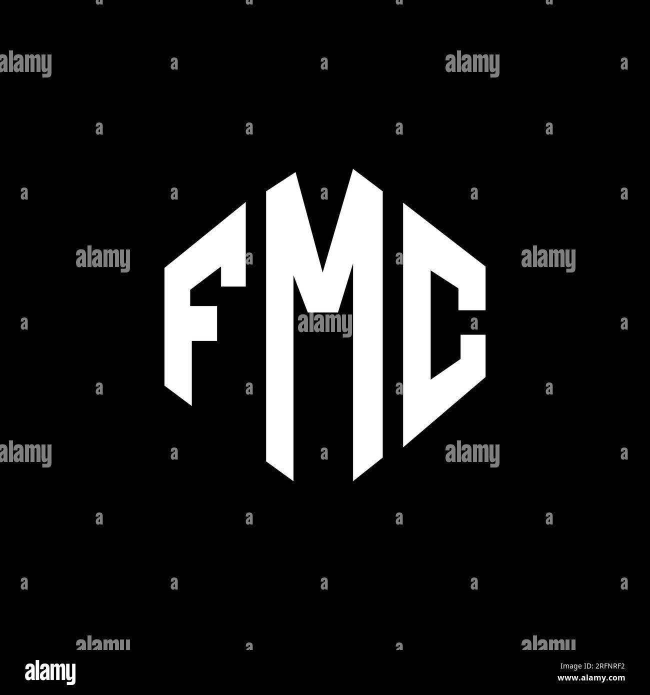 FMC-Logo in Polygonform. FMC-Polygon- und würfelförmiges Logo. FMC sechseckige Vektor-Logo-Vorlage in Weiß und Schwarz. FMC Monogr Stock Vektor