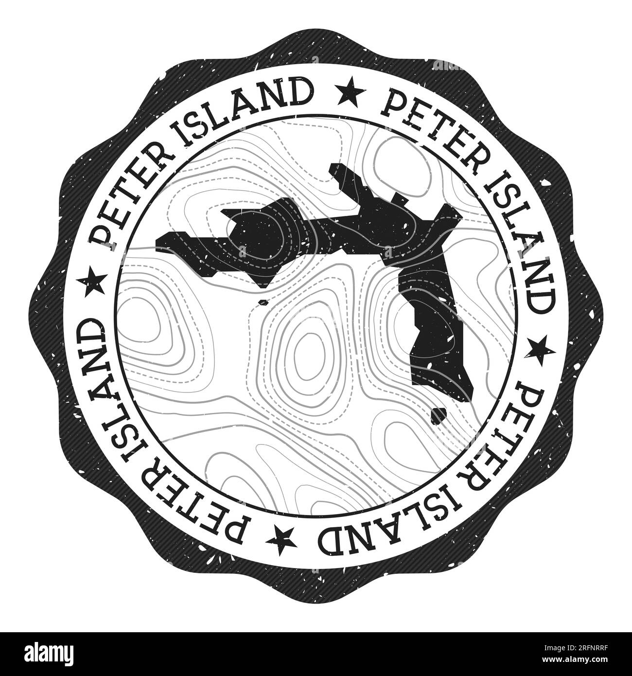 Peter Island Stempel im Freien. Runder Aufkleber mit Karte mit topografischen Isolinien. Vektordarstellung. Kann als Abzeichen, Logo, Label oder Aufkleber verwendet werden Stock Vektor