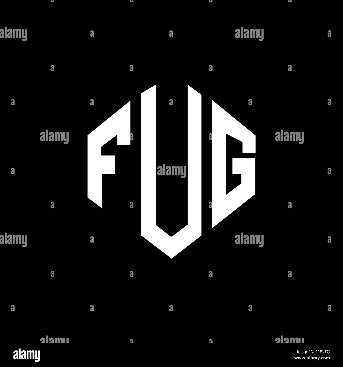 LOGO mit FUG-Buchstaben und Polygonform. FUG-Polygon- und würfelförmiges Logo. FUG sechseckige Vektor-Logo-Vorlage in Weiß und Schwarz. FUG Monogr Stock Vektor