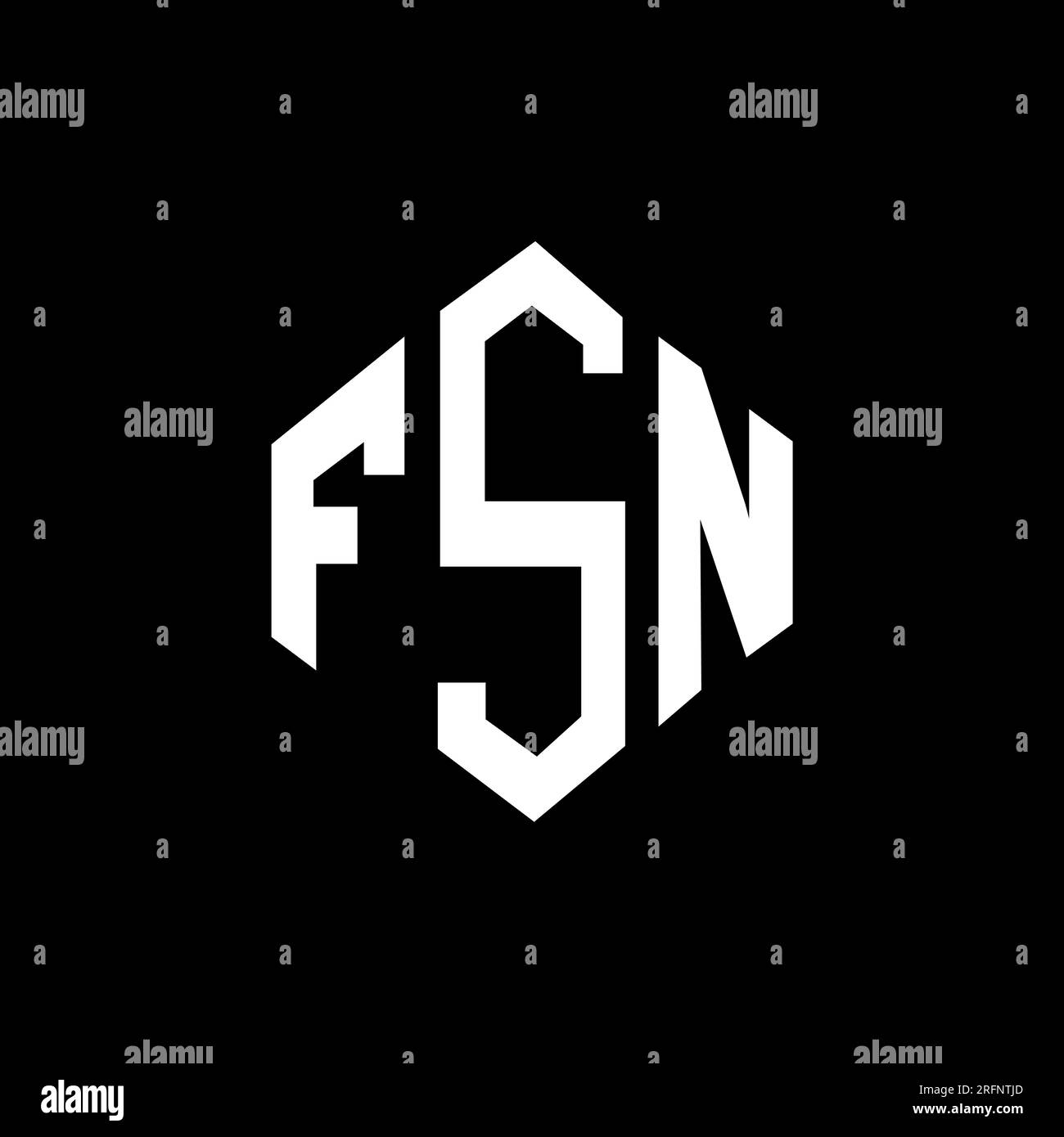 FSN-Buchstabenlogo mit Polygonform. FSN-Polygon- und würfelförmiges Logo. FSN sechseckige Vektorvorlage in Weiß und Schwarz. FSN Monogr Stock Vektor