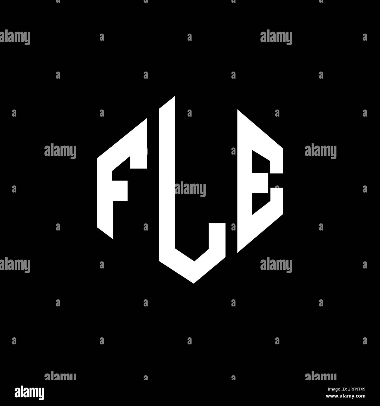 Logo mit FLE-Buchstaben und Polygonform. FLE-Polygon- und würfelförmiges Logo. FLE sechseckige Vektor-Logo-Vorlage in Weiß und Schwarz. FLE Monogr Stock Vektor