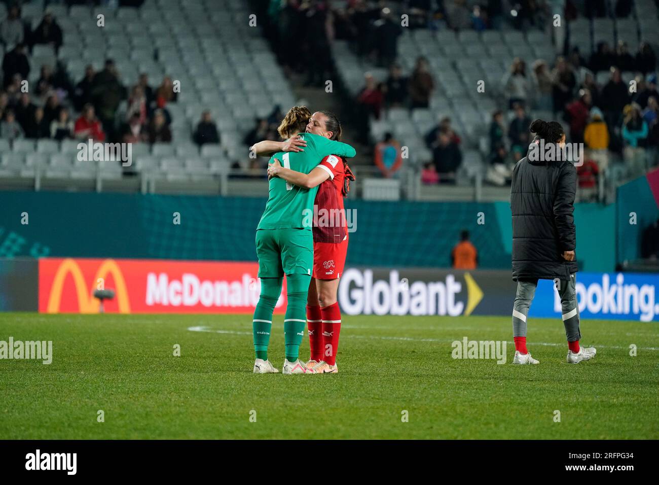 Auckland, Neuseeland. August 5. 2023. FIFA Frauen-Weltmeisterschaft 2023. Runde 16 – Schweiz gegen Spanien. Torhüterin Gaelle Thalmann aus der Schweiz nach Vollzeit. Die Schweiz verlor 1-5 an Spanien. Dat Do/Alamy Live News. Stockfoto