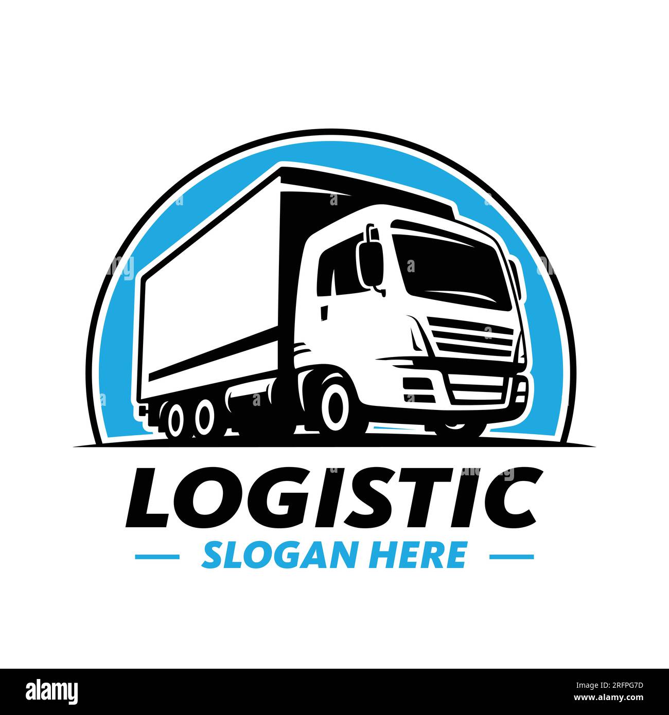 Logo Logistikfahrzeug. Designvorlage LKW-Logo. Vektordarstellung. Stock Vektor