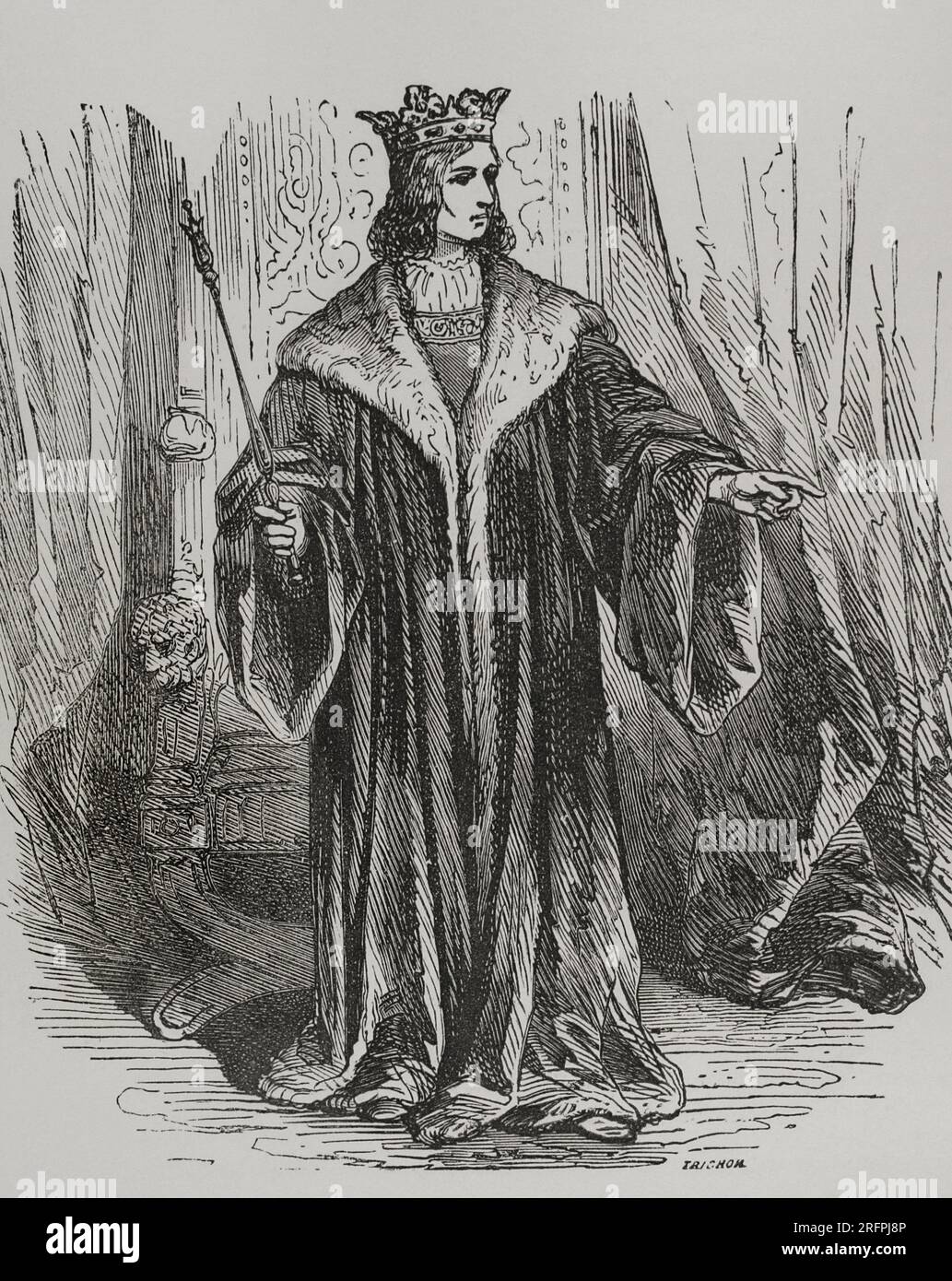 Louis IX oder Saint Louis (1214-1270). König von Frankreich (1226-1270). Porträt. Gravur von Trichon. "Los Héroes y las Grandezas de la Tierra". Band V. 1855. Stockfoto
