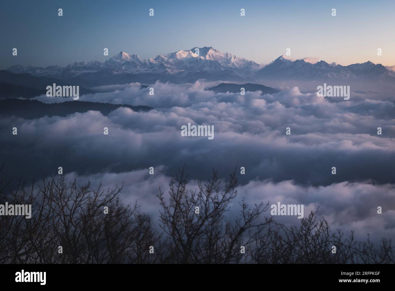 Kanchanjunga Mountain von Sandakphu Clear Sky Stockfoto