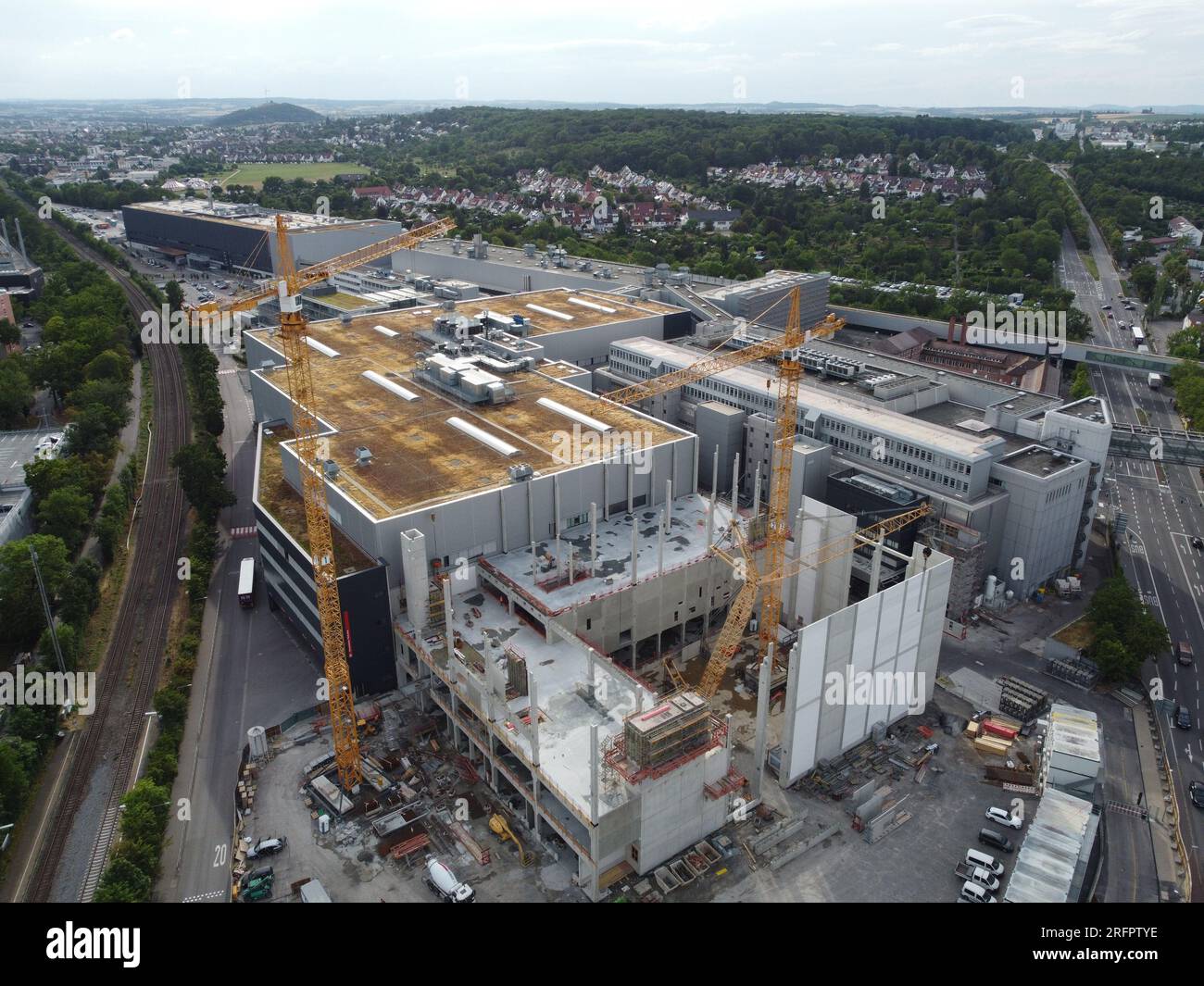 Luftaufnahme der Karosserieerweiterung Stuttgart-Zuffenhausen im Porsche Werk 5, Bau 30 Stockfoto