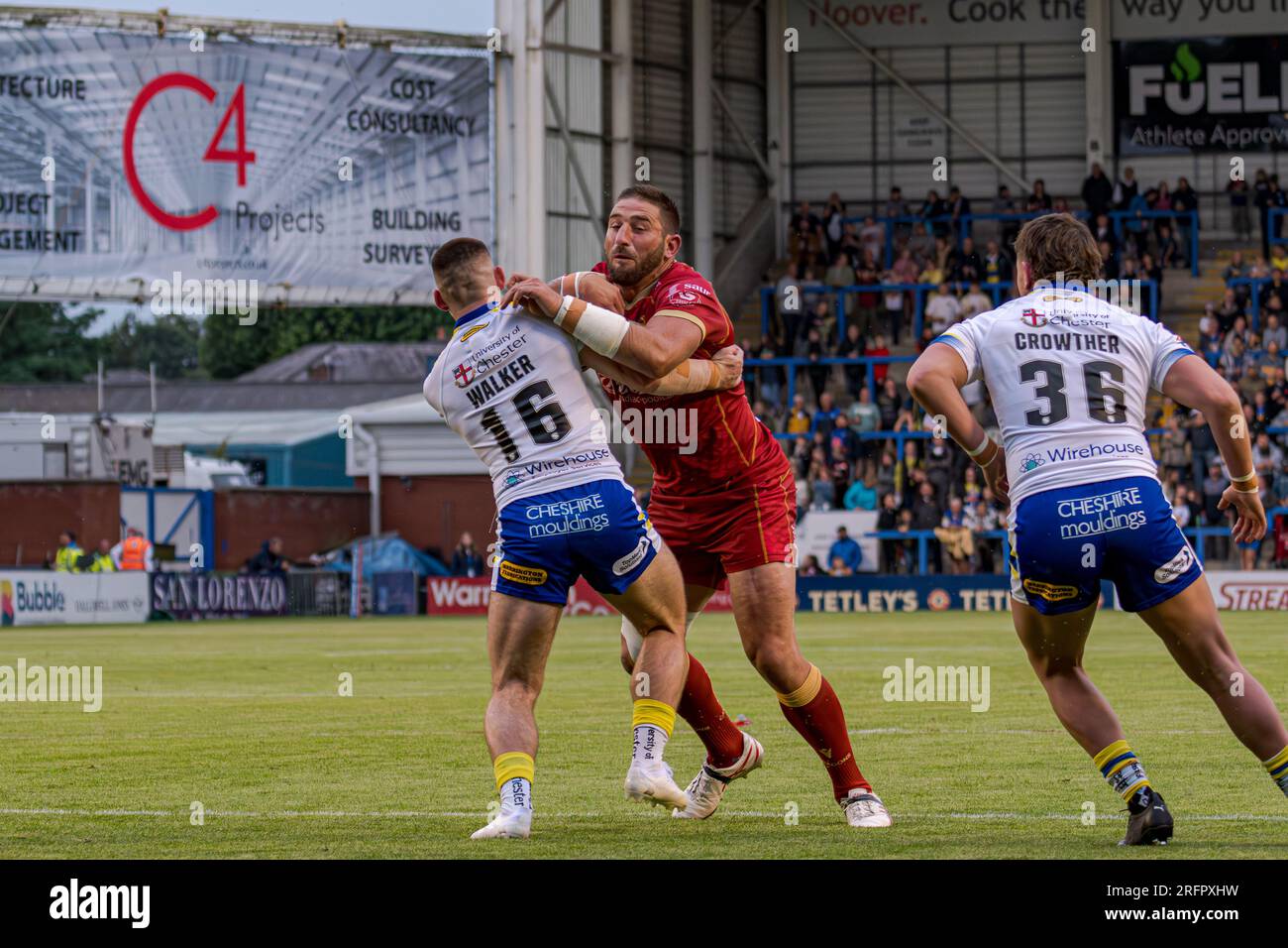 Halliwell Jones Stadium, Warrington, England. 4. August 2023. Warrington Wolves gegen Catalans Dragons, Betfred Super League. Kredit: Mark Percy/Alamy Stockfoto