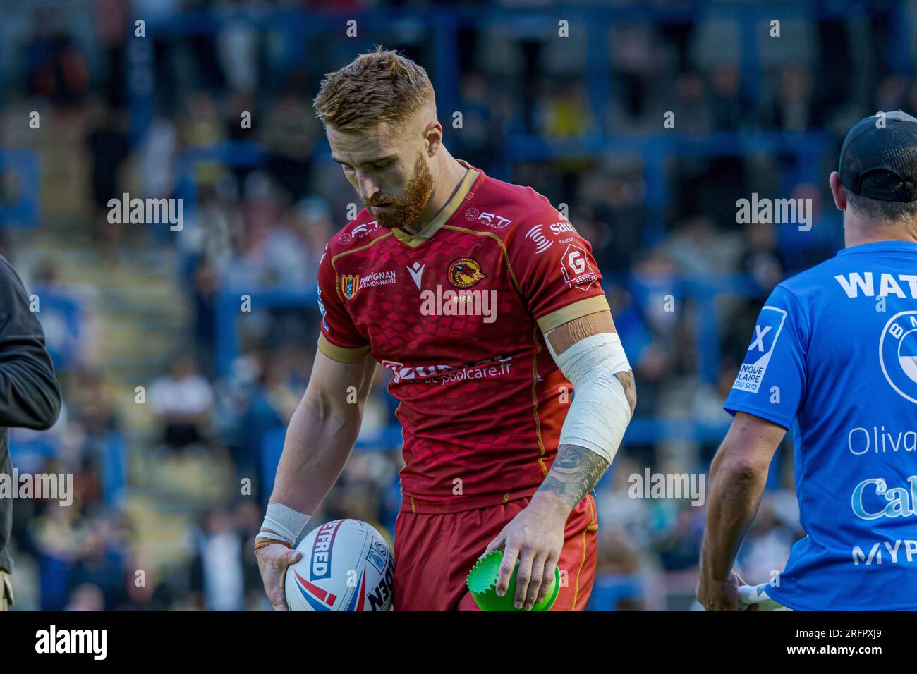 Halliwell Jones Stadium, Warrington, England. 4. August 2023. Warrington Wolves gegen Catalans Dragons, Betfred Super League. Kredit: Mark Percy/Alamy Stockfoto