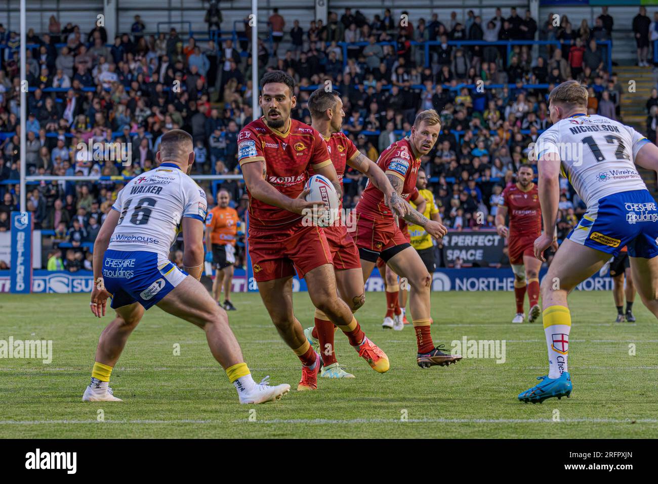 Halliwell Jones Stadium, Warrington, England. 4. August 2023. Warrington Wolves gegen Catalans Dragons, Betfred Super League. Kredit: Mark Percy/Alamy Stockfoto
