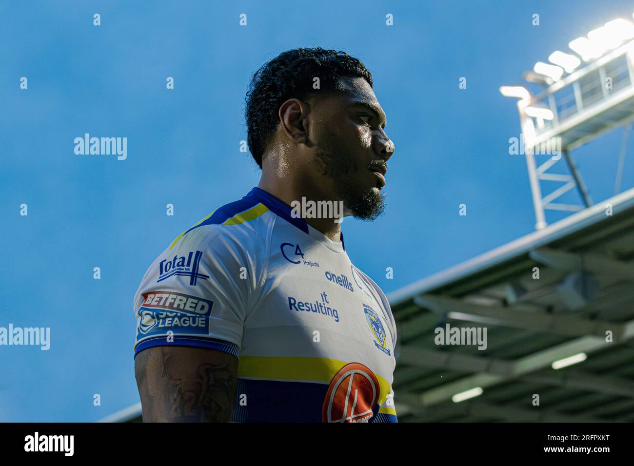 Halliwell Jones Stadium, Warrington, England. 4. August 2023. Warrington Wolves gegen Catalans Dragons, Betfred Super League. Kredit: Mark Percy/Alamy Stockfoto