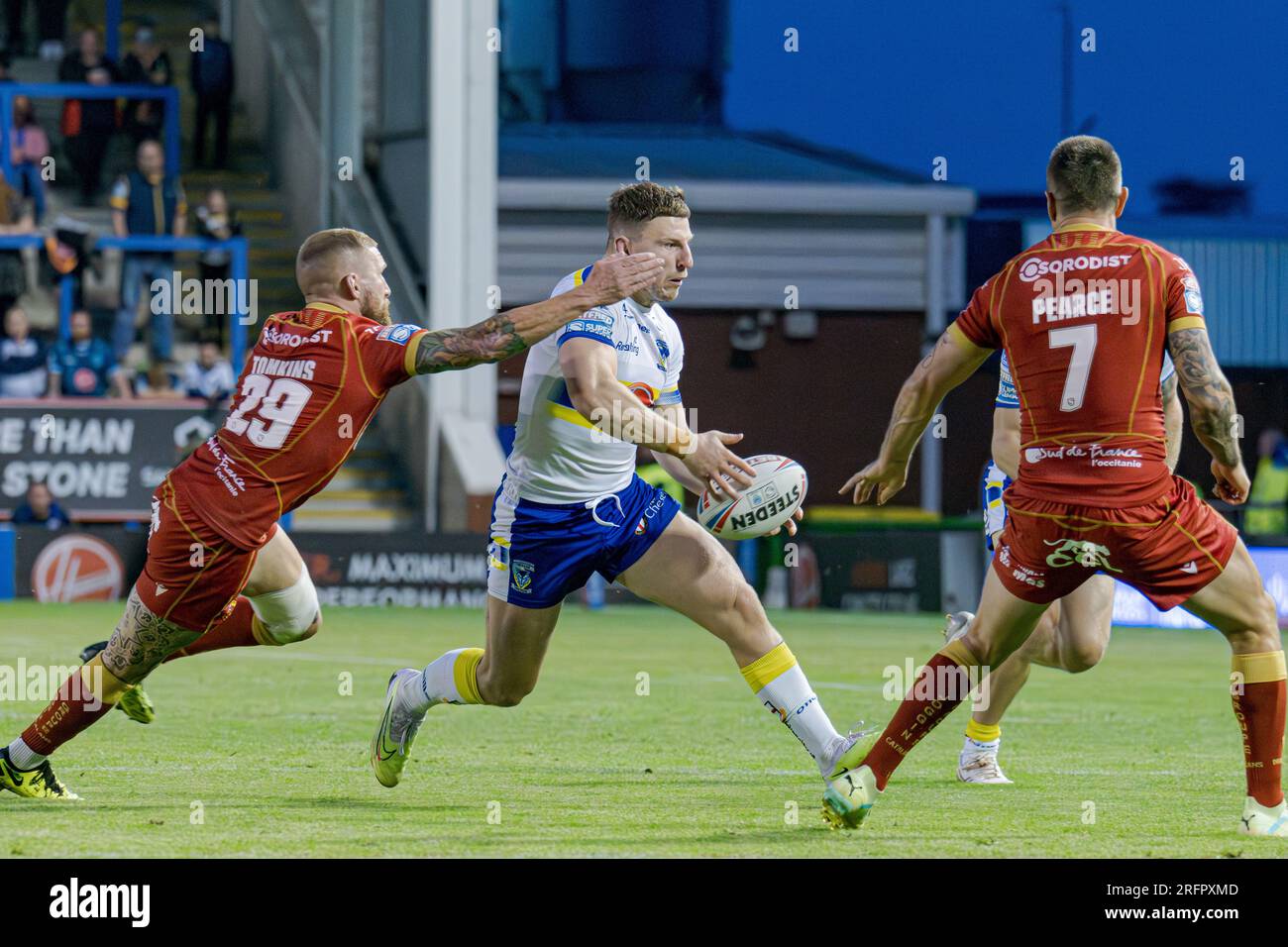 Halliwell Jones Stadium, Warrington, England. 4. August 2023. Warrington Wolves gegen Catalans Dragons, Betfred Super League. Kredit: Mark Percy/Alamy Stockfoto