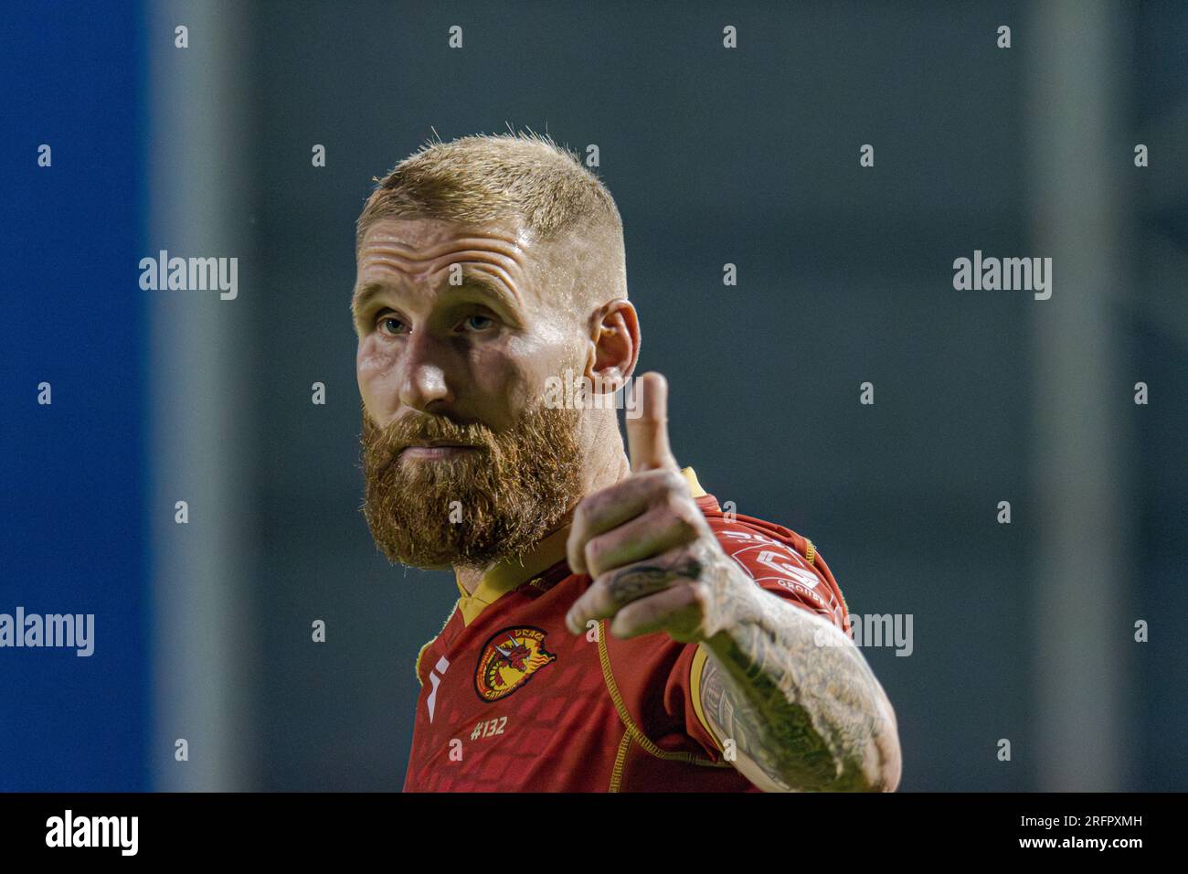 Halliwell Jones Stadium, Warrington, England. 4. August 2023. Warrington Wolves gegen Catalans Dragons, Betfred Super League. Kredit: Mark Percy/Alamy Stockfoto