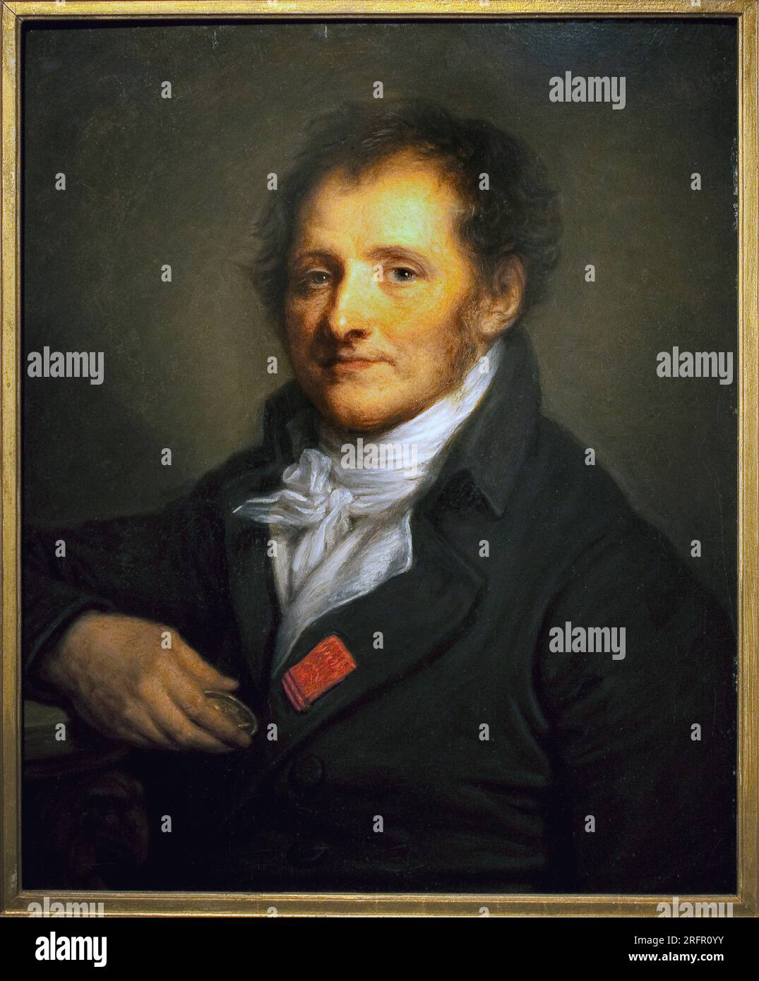 Portrait du Baron Dominique Vivant Denon (1747-1825). Peinture de Jean Baptiste Greuze (1725-1805), Huile sur bois, Art francais, 18e Siecle. Musée de Cherbourg. Stockfoto