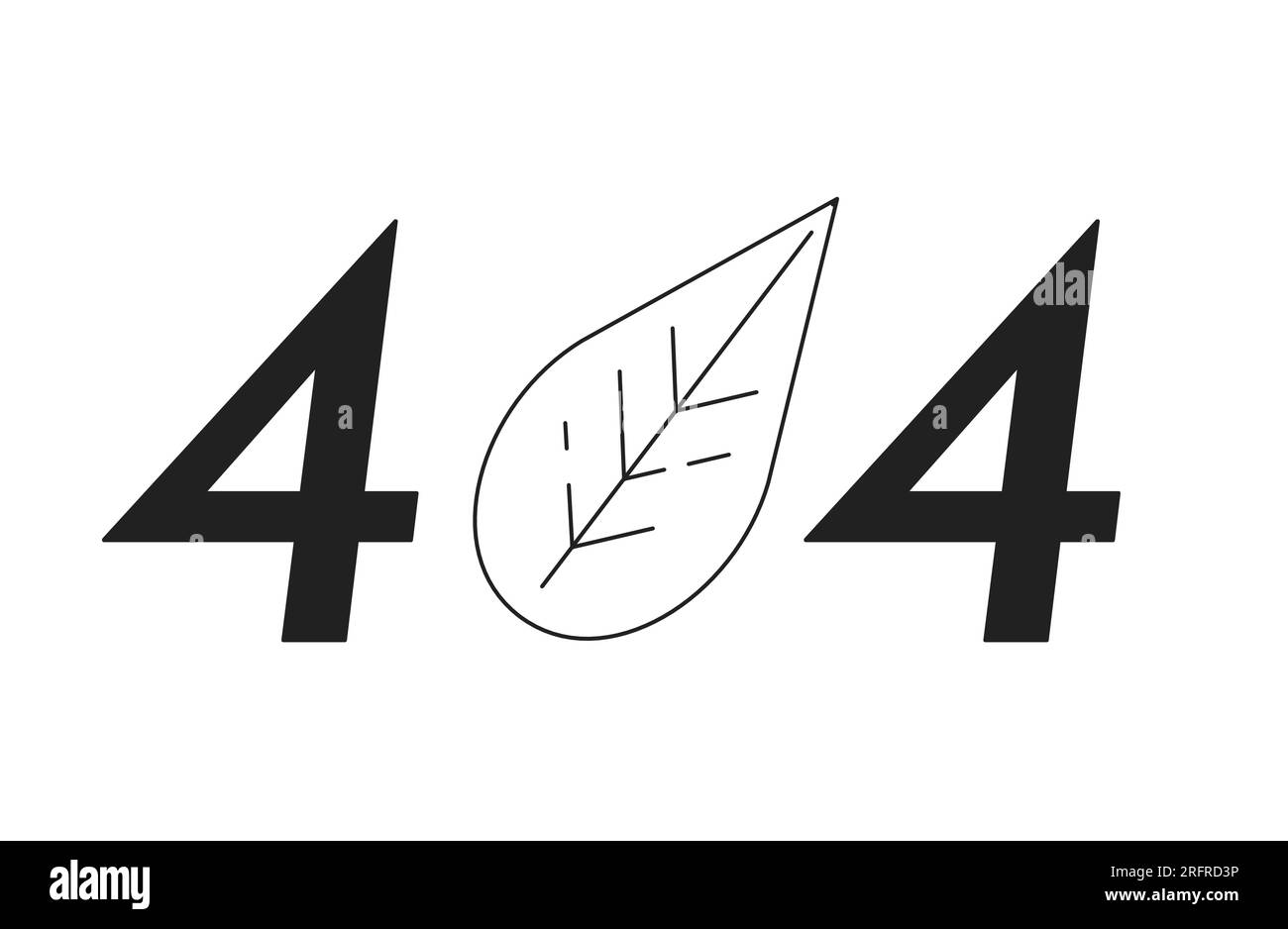 Blinkmeldung Hauspflanzenblatt schwarz-weiß Fehler 404 Stock Vektor