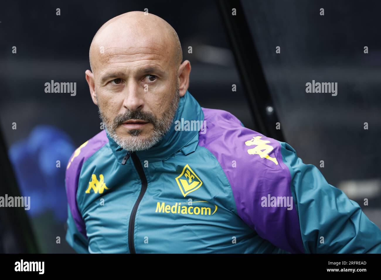 Fiorentinas Manager Vincenzo Italiano vor dem Sela-Cup-Spiel in St. James' Park, Newcastle-upon-Tyne. Foto: Samstag, 5. August 2023. Stockfoto