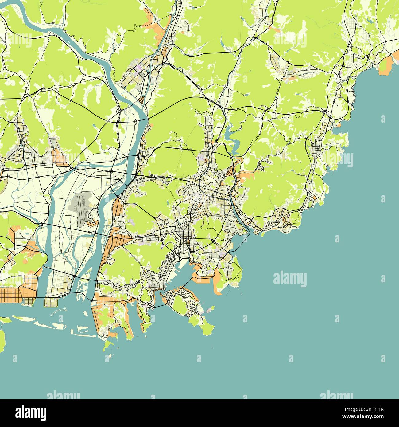 Vector Stadtplan von Busan, Südkorea Stock Vektor