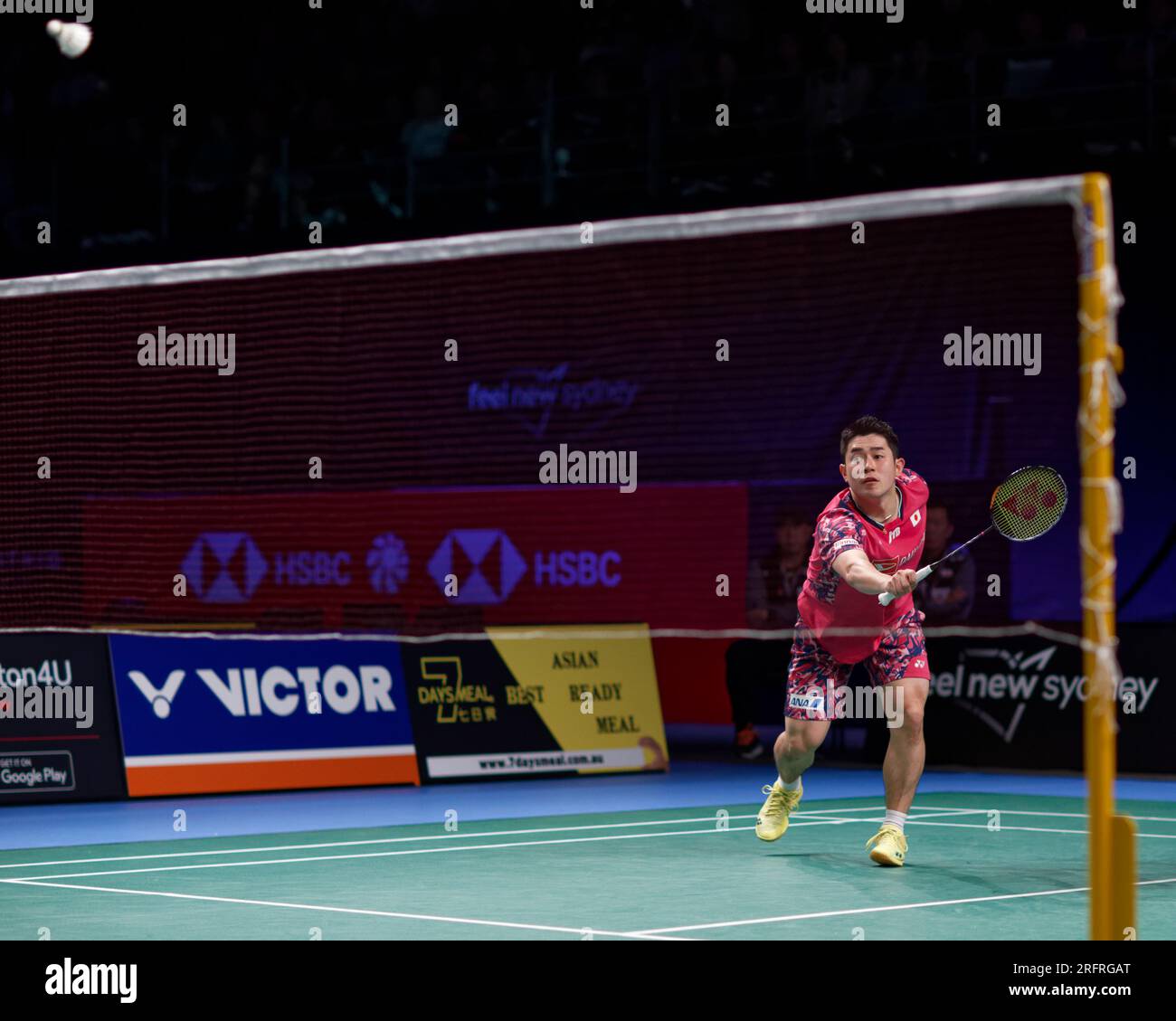 Sydney, Australien. 05. Aug. 2023. Takuro Hoki aus Japan in Aktion während des Männer-Doppel-Spiels am 5. Tag der SATHIO GROUP Australian Badminton Open 2023 zwischen Japan und Chinesisch Taipei am 5. August 2023 im Quaycenter in Sydney, Australien. Kredit: IOIO IMAGES/Alamy Live News Stockfoto